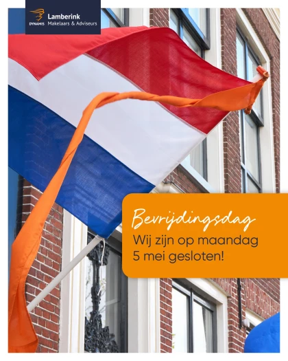Wij zijn op maandag 5 mei gesloten.