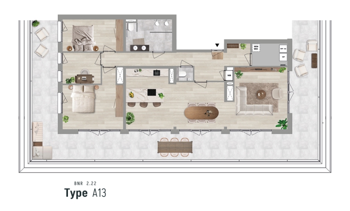De Vechtvliet, Appartement type A13-penthouse (verdieping 5), Hardenberg