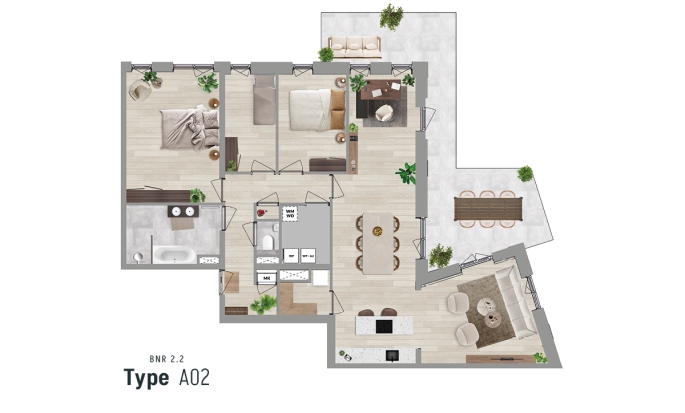 De Vechtvliet, Appartement type A02 (begane grond), Hardenberg